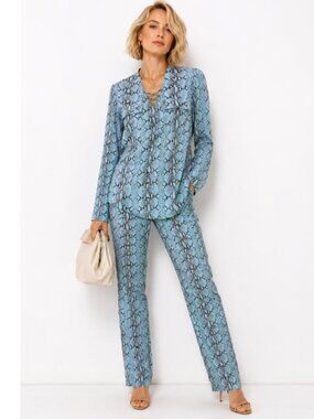 RACHEL Roy Snakeskin Blue Top and Pant Suit Size Small